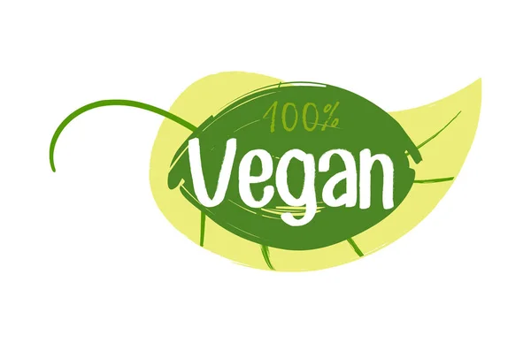 Vegan 100 Etiqueta Engomada Ilustración Vectorial Para Diseño Gráfico Web — Vector de stock