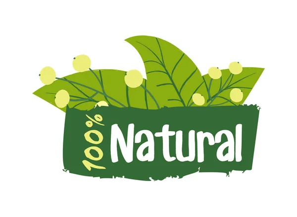 Natural 100 스티커 그래픽 디자인을 일러스트 — 스톡 벡터