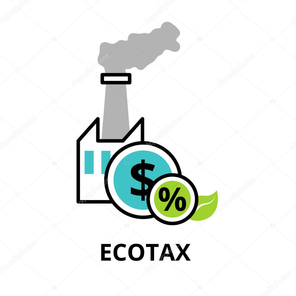 Modern flat thin line design icon, vector illustration, infographic concept of Ecotax icon, for graphic and web design
