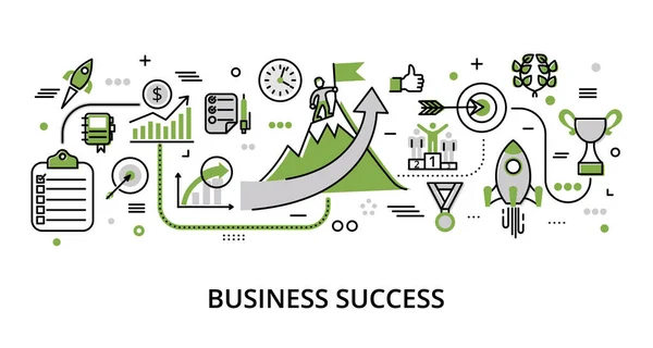 Infografica Verde Business Success Concept Moderna Illustrazione Vettoriale Linea Sottile — Vettoriale Stock