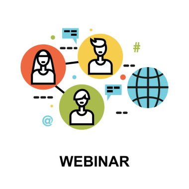 Modern düz çizgi tasarım vektör çizimi, Webinar konsepti, grafik ve web tasarımı için