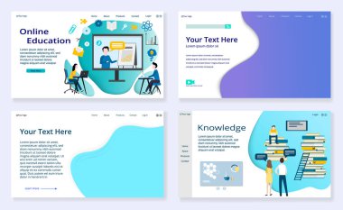 Eğitim kavramları ve boş şablonlar, web şablonları, grafik ve web tasarımı için, düz vektör illüstrasyonu 