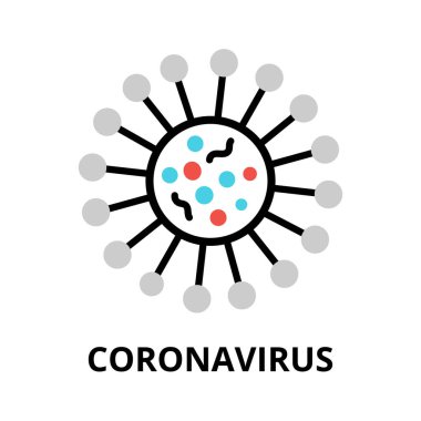 Coronavirus simgesi kavramı, grafik ve web tasarımı için modern düz düzenlenebilir çizgi tasarım vektör çizimi illüstrasyonu