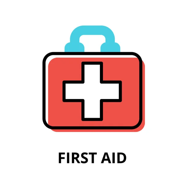 Έννοια Του Εικονιδίου First Aid Σύγχρονη Επίπεδη Επεξεργάσιμη Γραμμή Σχεδιασμού — Διανυσματικό Αρχείο