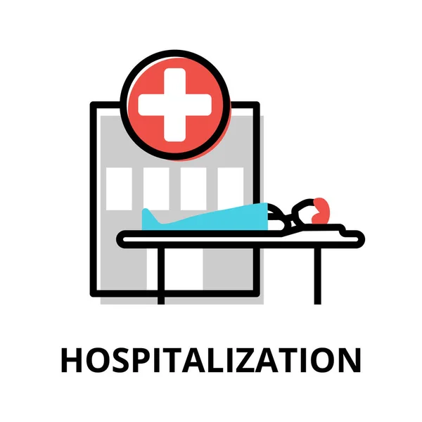 Konsep Ikon Hospitalization Modern Datar Disunting Baris Desain Vektor Ilustrasi - Stok Vektor