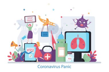 Coronavirus Panik Konsepti, modern düz tasarım vektör çizimi