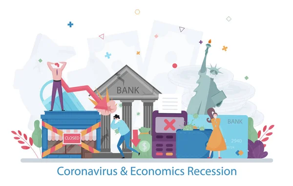 Coronavirus Ekonomi Recession Koncept Modern Platt Design Vektor Illustration — Stock vektor