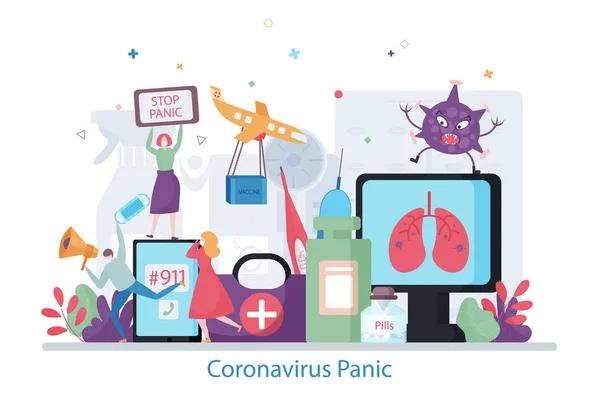 Coronavirus Concept Panique Illustration Vectorielle Design Plat Moderne — Image vectorielle