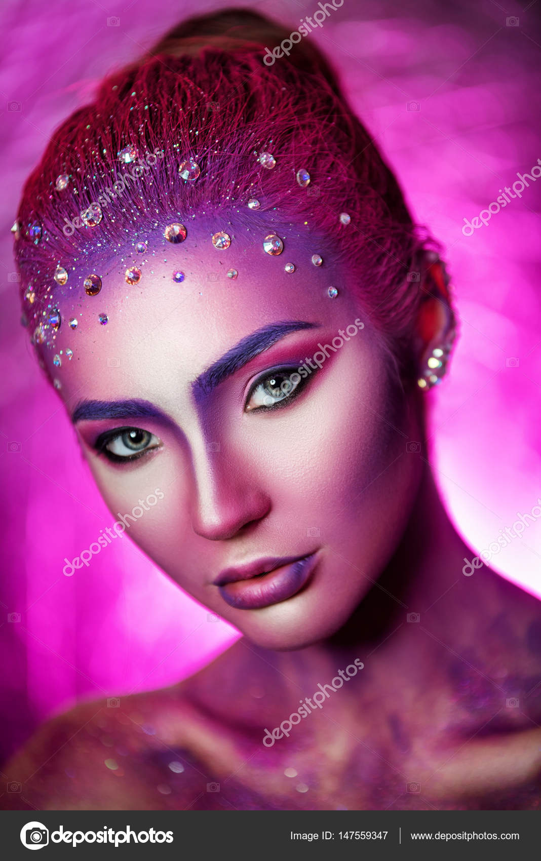 Girl with fancy makeup Stock Photo by ©alla.falkovskaya.mail.ru 147559347