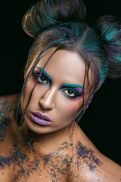 Beautiful woman with fantasy face-art