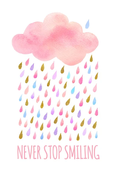 Nuvem de aquarela com chuva — Fotografia de Stock