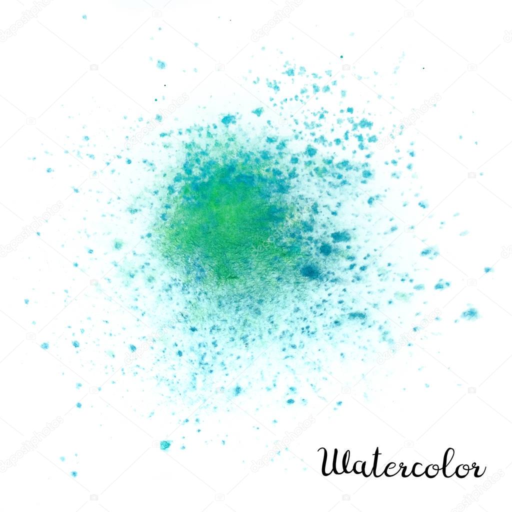 Watercolor blot. Hand drawn blot on white background for your design. Save the Date, postcard, banner, logo.