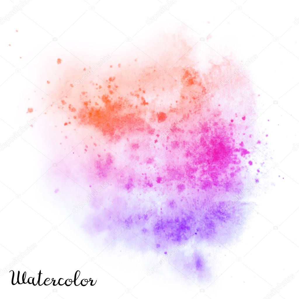 Watercolor blot. Hand drawn blot on white background for your design. Save the Date, postcard, banner, logo.