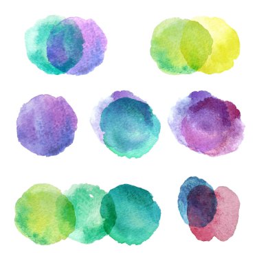 Elle çizilmiş sulu boya lekesi kümesi