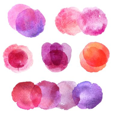 Elle çizilmiş sulu boya lekesi kümesi