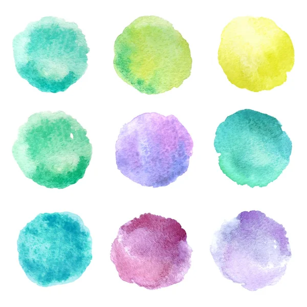 Elle çizilmiş sulu boya lekesi kümesi