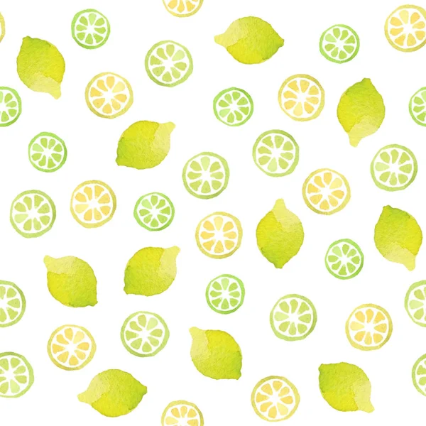 Seamless pattern with hand drawn watercolor fruits. — Stock Photo, Image