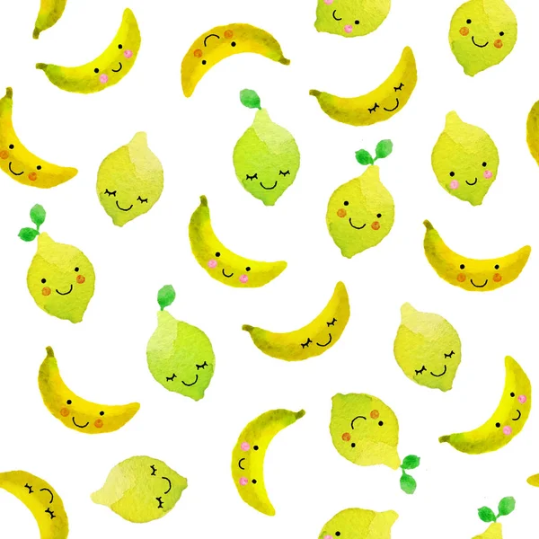 El ile Seamless Modeli suluboya meyve çizilmiş. 