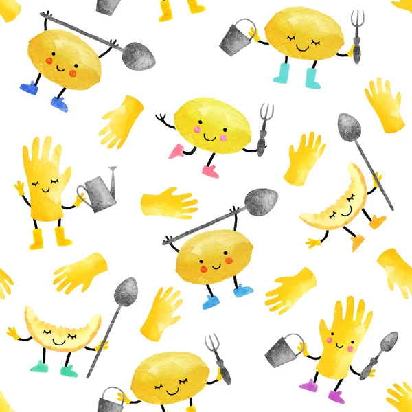 El ile Seamless Modeli suluboya meyve çizilmiş. 