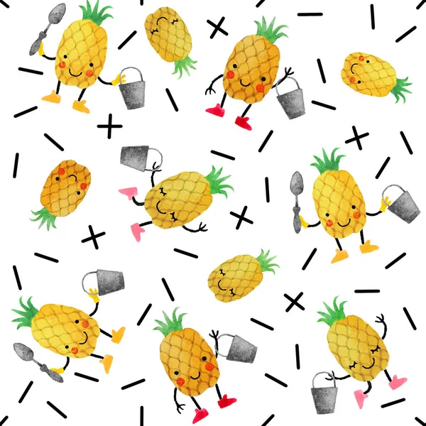 El ile Seamless Modeli suluboya meyve çizilmiş. 