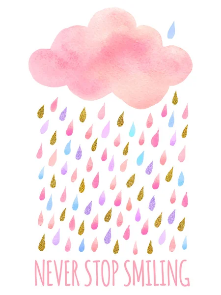 Aquarell Wolke mit Regen — Stockvektor