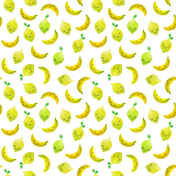 Watercolor vector pattern of fruits — Stock Vector