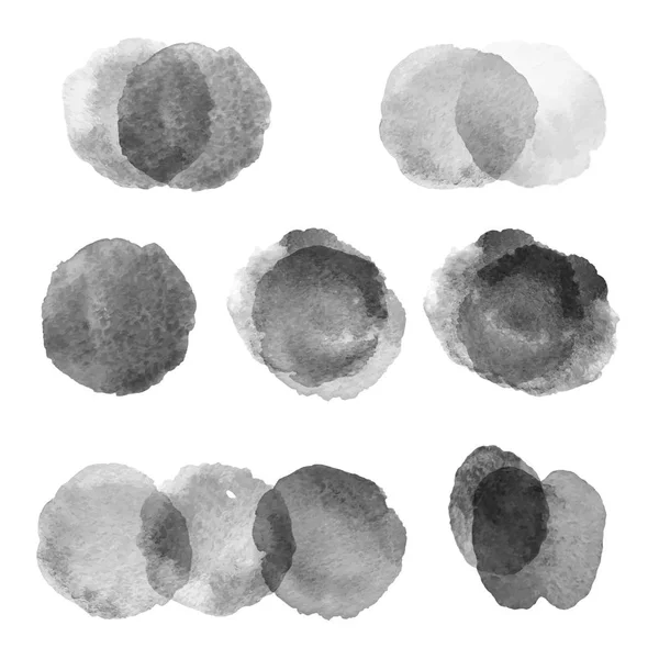 Vektör. Elle çizilmiş sulu boya lekesi kümesi.