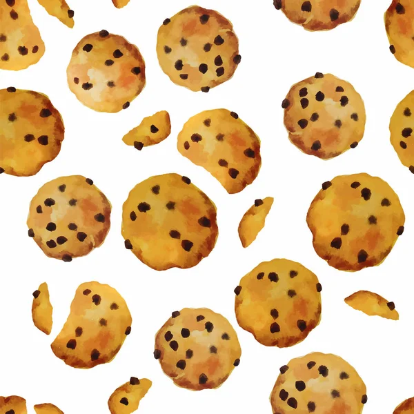 Biscuits vectoriels sans couture avec main aquarelle chocolat d — Image vectorielle