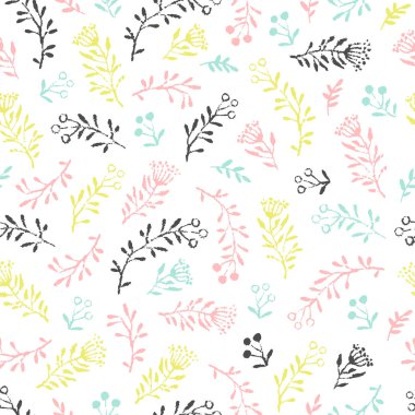 Vektör w izole elle çizilmiş şirin tilki ile seamless modeli