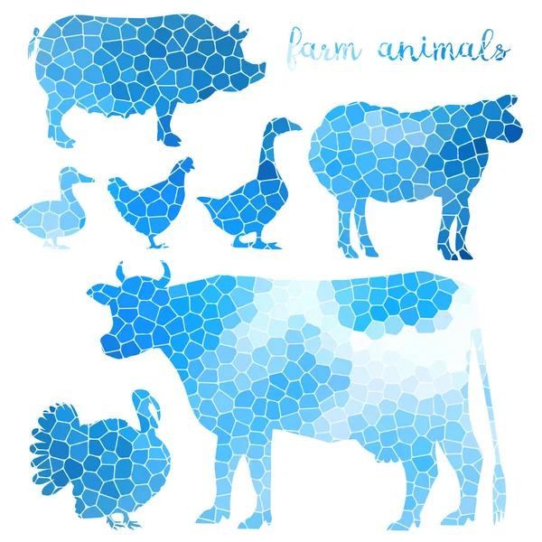 Ensemble de mosaïque d'animaux de ferme — Image vectorielle