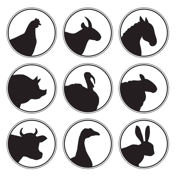 Çiftlik hayvanları logo kümesi