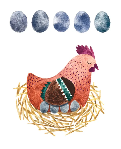 Henne und Eier — Stockfoto