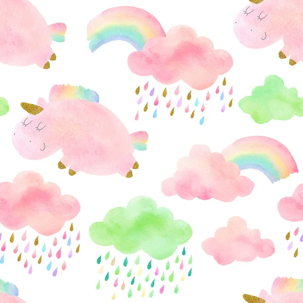 Seamless pattern with unicorns