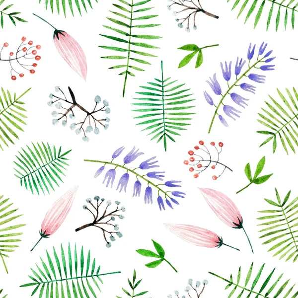 水彩のシームレスな植物パターン — ストック写真