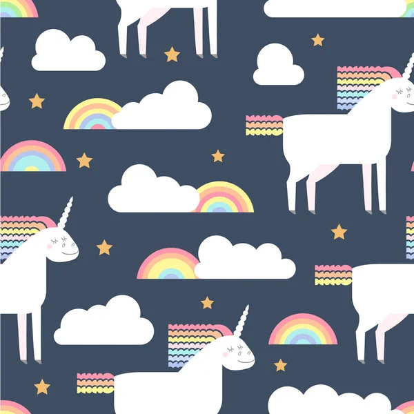Vector seamless pattern with cute unicorns