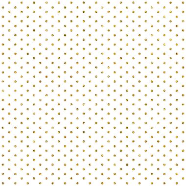 Beyaz arka planda izole edilmiş altın parıltılı lekeli kusursuz desen. Tasarım, tekstil ve diğer şeyler için Geometrik süs.