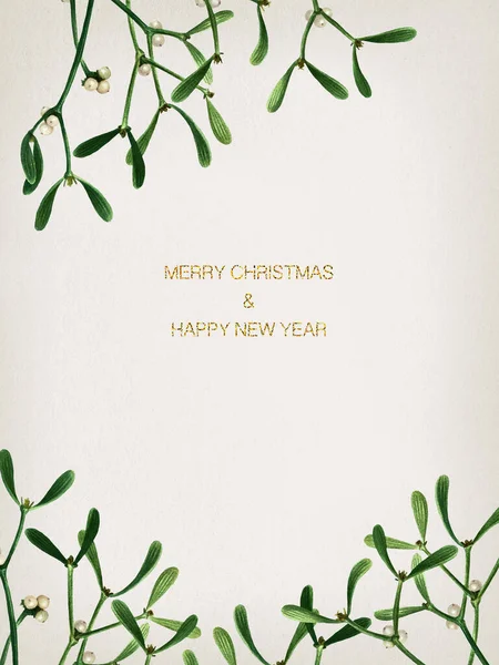 Greeting Christmas Card Mistletoe Isolated White Background Watercolor Postcard Mistletoe — Stock Photo, Image