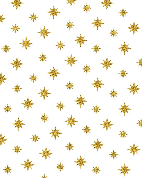 Hintergrundschablone Mit Goldenen Glitzersternen Auf Weißem Hintergrund Geometrische Ornamente Für — Stockfoto