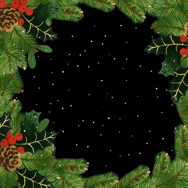 El yapımı Noel arkaplanı. Kış çiçekleri düzenlemesi. Tasarımınız, afişleriniz, kartpostallarınız için hazır..