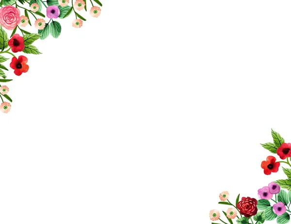 Ручной Рисунок Акварели Фон Милыми Наивными Цветами Текстиля Обои Баннер — стоковое фото