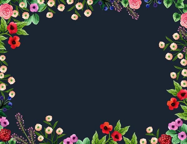 Handgetekende Aquarel Achtergrond Met Schattige Naïeve Bloemen Voor Textiel Behang — Stockfoto