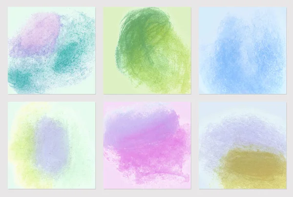 Set Abstrakter Farbenfroher Aquarell Vorlagen Isoliert Auf Weißem Hintergrund Aquarellkleckse — Stockfoto