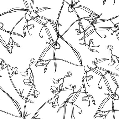 Tekstil, duvar kâğıdı, pankart, kartpostal ve diğer şeyler için botanik çiçekleriyle el çizimi, pürüzsüz bir desen..