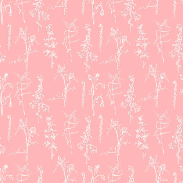Ručně Kreslený Vektor Hladký Vzor Botanickými Květy Pro Textil Tapety — Stockový vektor