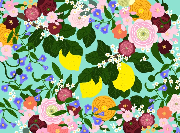 Vector Plantilla Arreglo Floral Para Textiles Postales Pancartas Volantes Otros — Archivo Imágenes Vectoriales