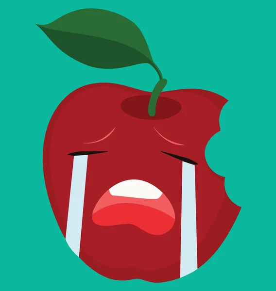 Llorando manzana roja Vector Ilustración- Vector de dibujos animados de alimentos - Dibujos animados de frutas — Vector de stock