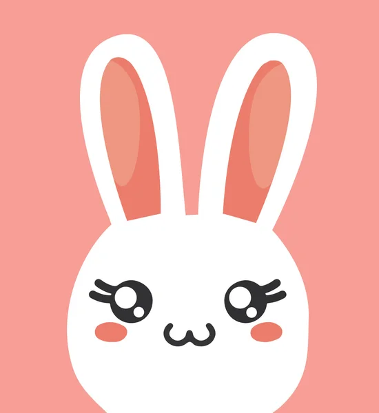 Conejo Kawaii Dibujos Animados Animal lindo — Vector de stock