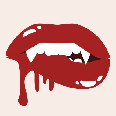 Sexy Vampire Biting Lips With Blood clipart