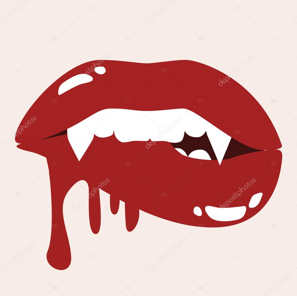 Sexy Vampire Biting Lips With Blood Stock Vector Image by ©Fayethequeen93  #127881814