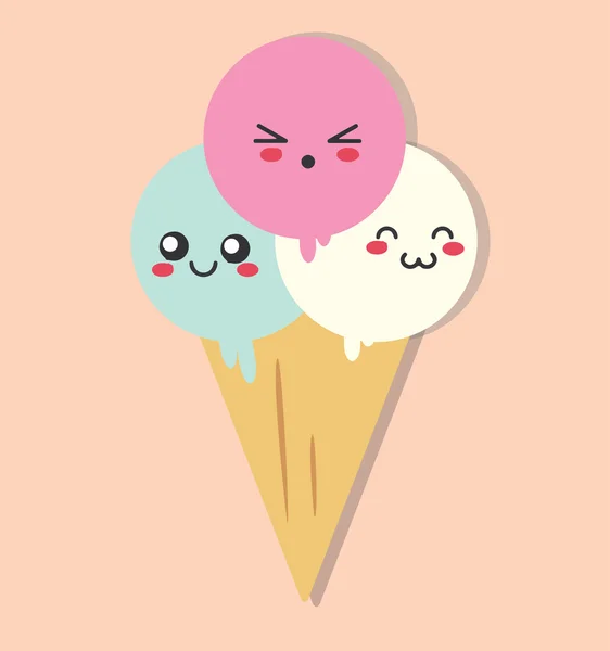 Kawaii színes Candy-Ice Cream - fagyi édes — Stock Vector
